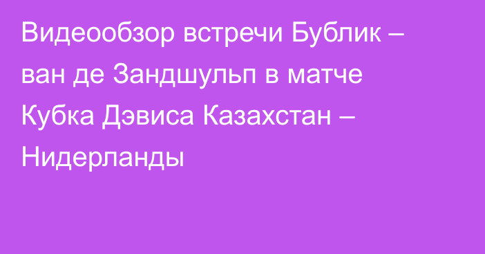 Видеообзор встречи Бублик – ван де Зандшульп в матче Кубка Дэвиса Казахстан – Нидерланды