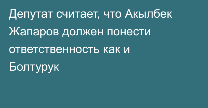 Депутат считает, что Акылбек Жапаров должен понести ответственность как и Болтурук