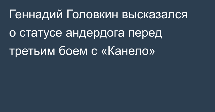 Геннадий Головкин высказался о статусе андердога перед третьим боем с «Канело»