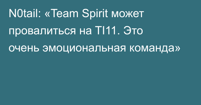 N0tail: «Team Spirit может провалиться на TI11. Это очень эмоциональная команда»