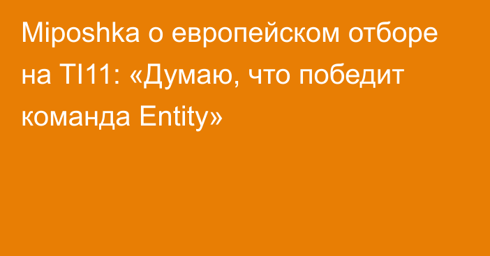 Miposhka о европейском отборе на TI11: «Думаю, что победит команда Entity»