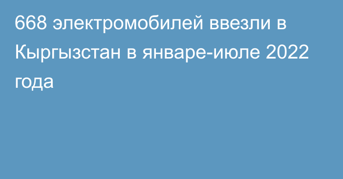 668 электромобилей ввезли в Кыргызстан в январе-июле 2022 года