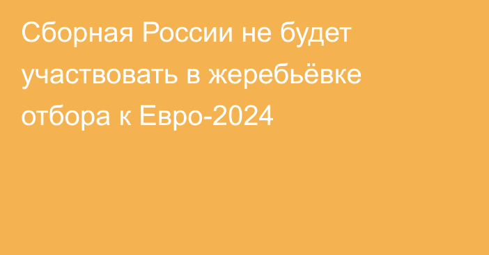Сборная России не будет участвовать в жеребьёвке отбора к Евро-2024
