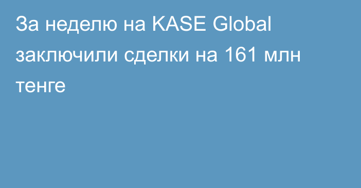 За неделю на KASE Global заключили сделки на 161 млн тенге