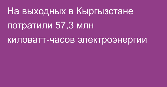 На выходных в Кыргызстане потратили 57,3 млн киловатт-часов электроэнергии