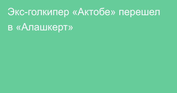 Экс-голкипер «Актобе» перешел в «Алашкерт»