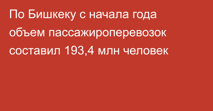 По Бишкеку с начала года объем пассажироперевозок составил 193,4 млн человек