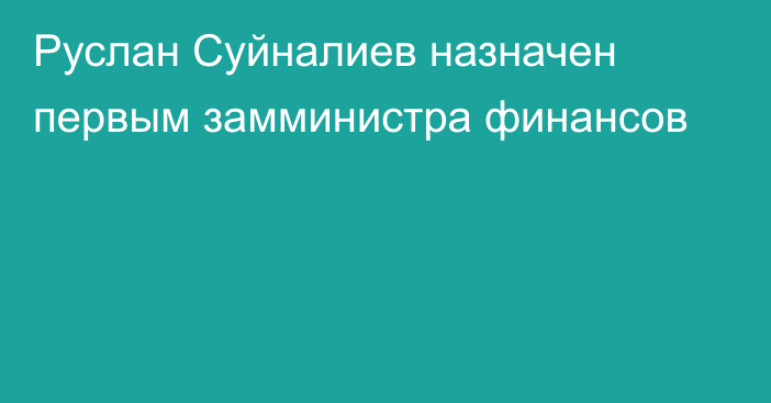 Руслан Суйналиев назначен первым замминистра финансов