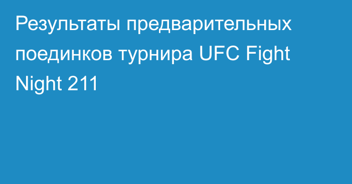 Результаты предварительных поединков турнира UFC Fight Night 211