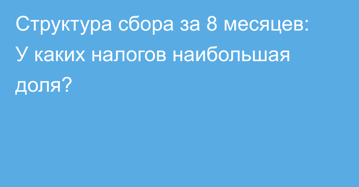 Структура сбора за 8 месяцев: У каких налогов наибольшая доля?