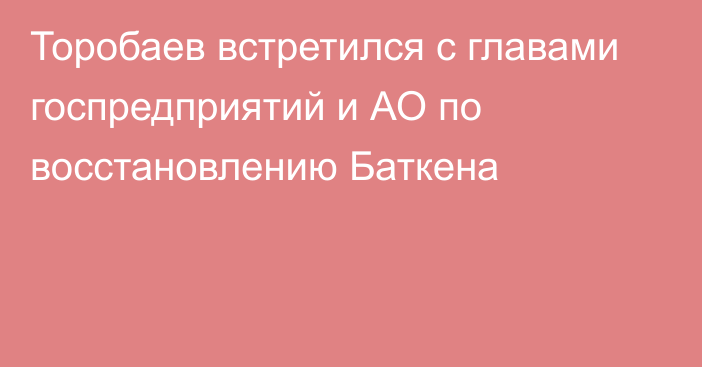 Торобаев встретился с главами госпредприятий и АО по восстановлению Баткена