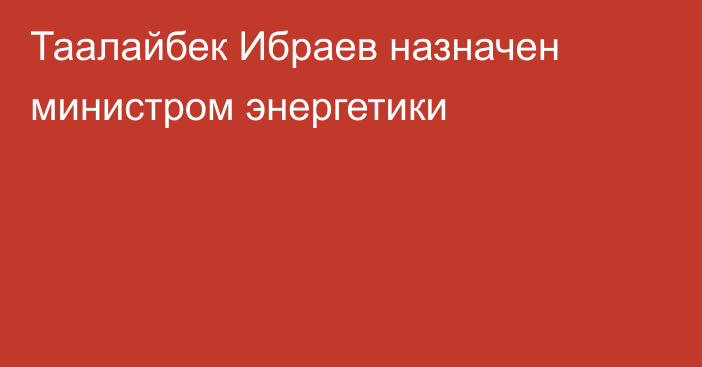 Таалайбек Ибраев назначен министром энергетики