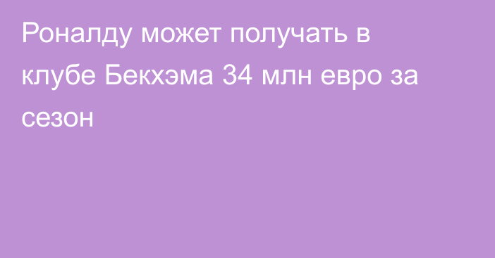 Роналду может получать в клубе Бекхэма 34 млн евро за сезон