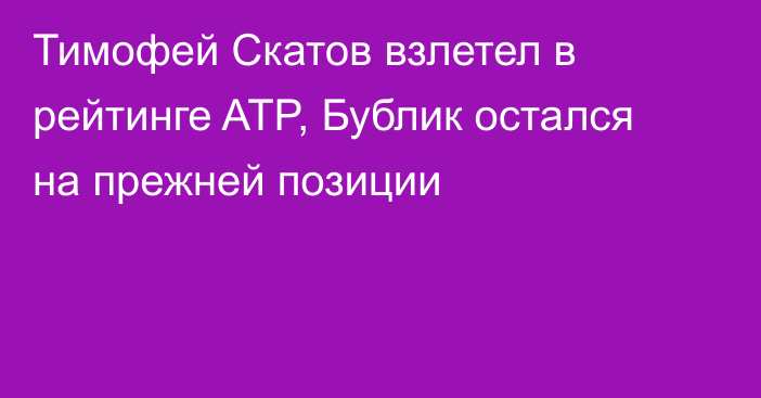 Тимофей Скатов взлетел в рейтинге ATP, Бублик остался на прежней позиции