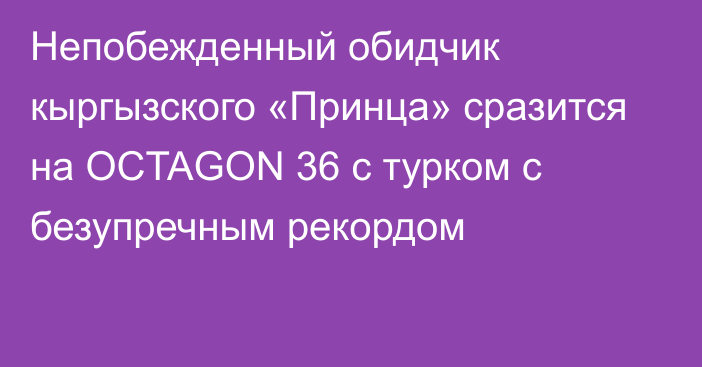 Непобежденный обидчик кыргызского «Принца» сразится на OCTAGON 36 с турком с безупречным рекордом