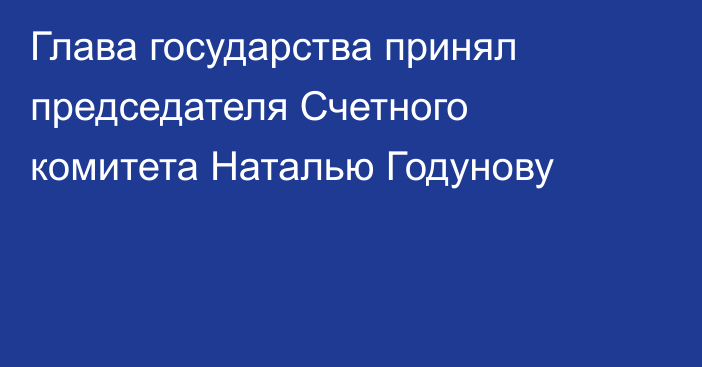 Глава государства принял председателя Счетного комитета Наталью Годунову