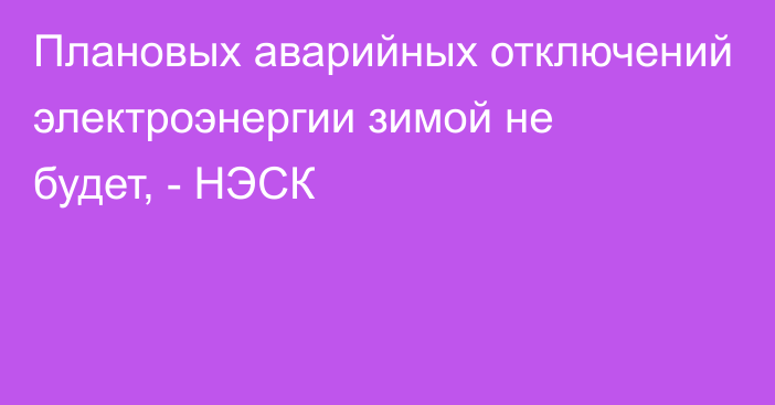 Плановых аварийных отключений электроэнергии зимой не будет, - НЭСК