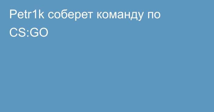 Petr1k соберет команду по CS:GO