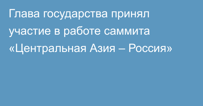 Глава государства принял участие в работе саммита «Центральная Азия – Россия»