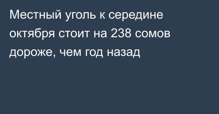 Местный уголь к середине октября стоит на 238 сомов дороже, чем год назад