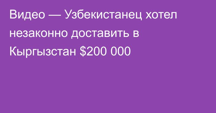 Видео — Узбекистанец хотел незаконно доставить в Кыргызстан $200 000