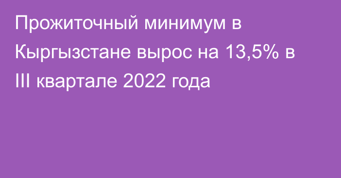 Прожиточный минимум в Кыргызстане вырос на 13,5% в III квартале 2022 года