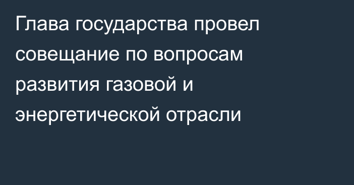 Глава государства провел совещание по вопросам развития газовой и энергетической отрасли