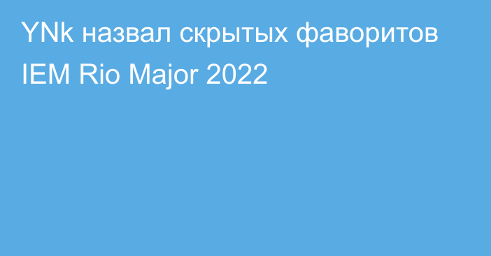 YNk назвал скрытых фаворитов IEM Rio Major 2022