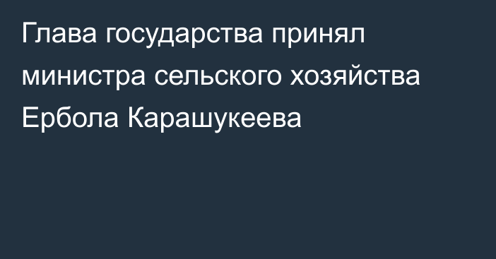 Глава государства принял министра сельского хозяйства Ербола Карашукеева