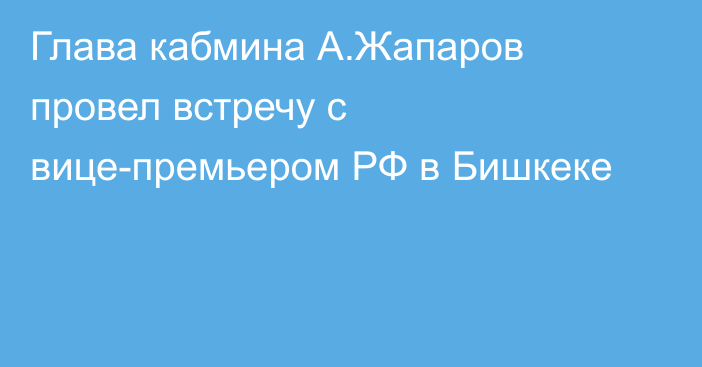 Глава кабмина А.Жапаров провел встречу с вице-премьером РФ в Бишкеке