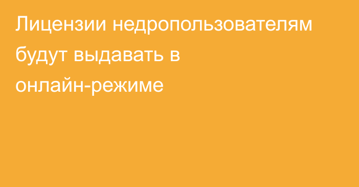 Лицензии недропользователям будут выдавать в онлайн-режиме