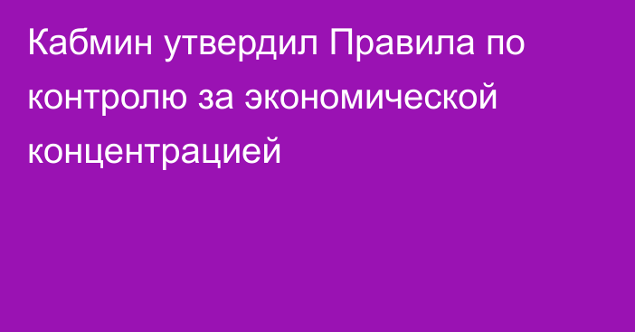 Кабмин утвердил Правила по контролю за экономической концентрацией