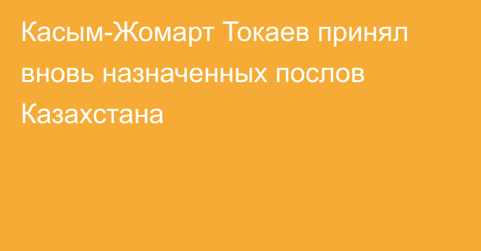 Касым-Жомарт Токаев принял вновь назначенных послов Казахстана