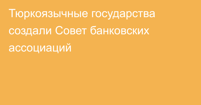 Тюркоязычные государства создали Совет банковских ассоциаций