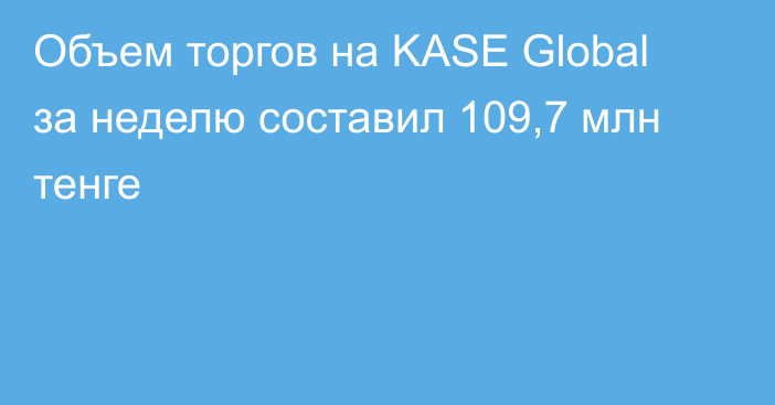 Объем торгов на KASE Global за неделю составил 109,7 млн тенге