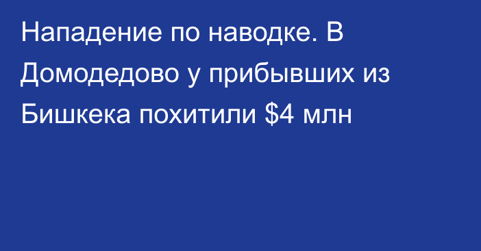 Нападение по наводке. В Домодедово у прибывших из Бишкека похитили $4 млн