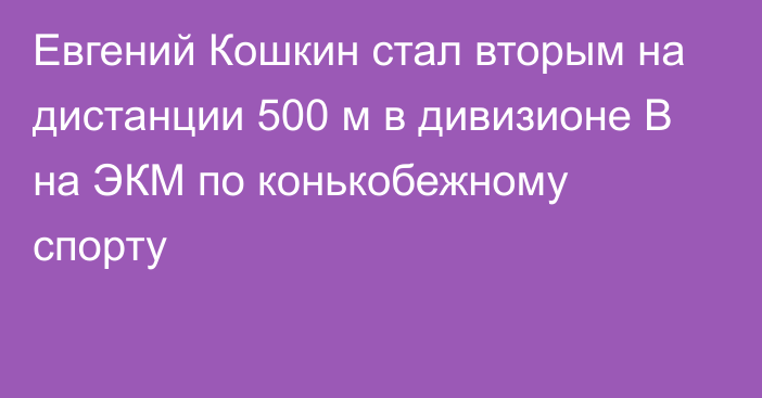 Евгений Кошкин стал вторым на дистанции 500 м в дивизионе B на ЭКМ по конькобежному спорту