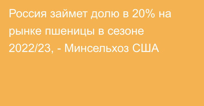 Россия займет долю в 20% на рынке пшеницы в сезоне 2022/23, - Минсельхоз США