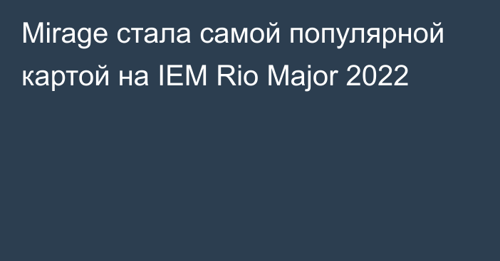 Mirage стала самой популярной картой на IEM Rio Major 2022