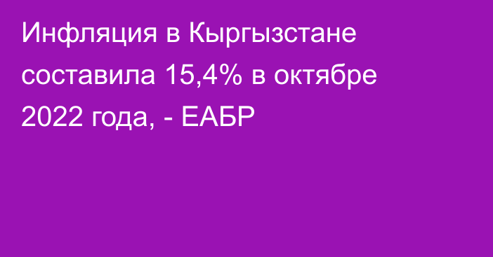 Инфляция в Кыргызстане составила 15,4% в октябре 2022 года, - ЕАБР