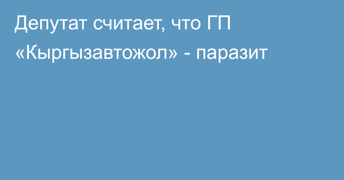 Депутат считает, что ГП «Кыргызавтожол» - паразит 