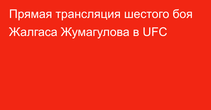 Прямая трансляция шестого боя Жалгаса Жумагулова в UFC