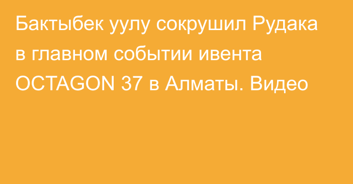 Бактыбек уулу сокрушил Рудака в главном событии ивента OCTAGON 37 в Алматы. Видео