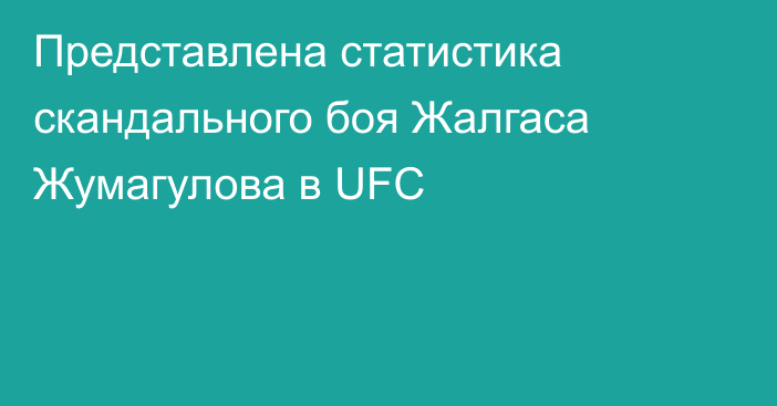Представлена статистика скандального боя Жалгаса Жумагулова в UFC