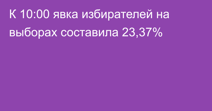 К 10:00 явка избирателей на выборах составила 23,37%