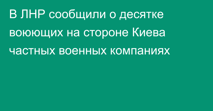 В ЛНР сообщили о десятке воюющих на стороне Киева частных военных компаниях