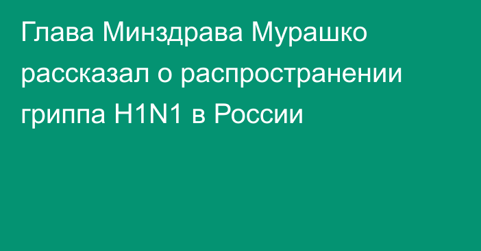 Глава Минздрава Мурашко рассказал о распространении гриппа H1N1 в России