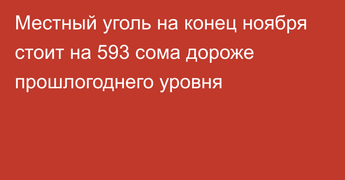 Местный уголь на конец ноября стоит на 593 сома дороже прошлогоднего уровня