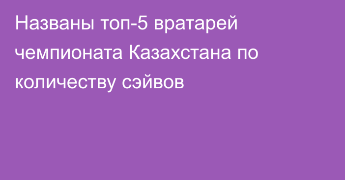 Названы топ-5 вратарей чемпионата Казахстана по количеству сэйвов