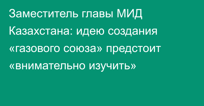 Заместитель главы МИД Казахстана: идею создания «газового союза» предстоит «внимательно изучить»